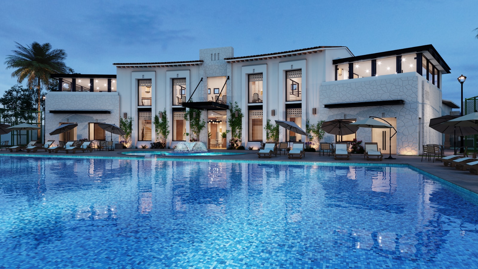Resort clubhouse and amenity pavilion overlooking the beach